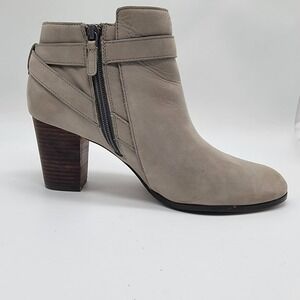 Cole Haan Gray Faux Suede Cassidy Ankle Bootie Womens 10.5B Stacked Heel Straps